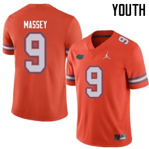 Youth Florida Gators #9 Dre Massey NCAA Jordan Brand Orange Authentic Stitched College Football Jersey YGC7162KD